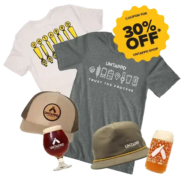 Various merch and apparel from the Untappd shop